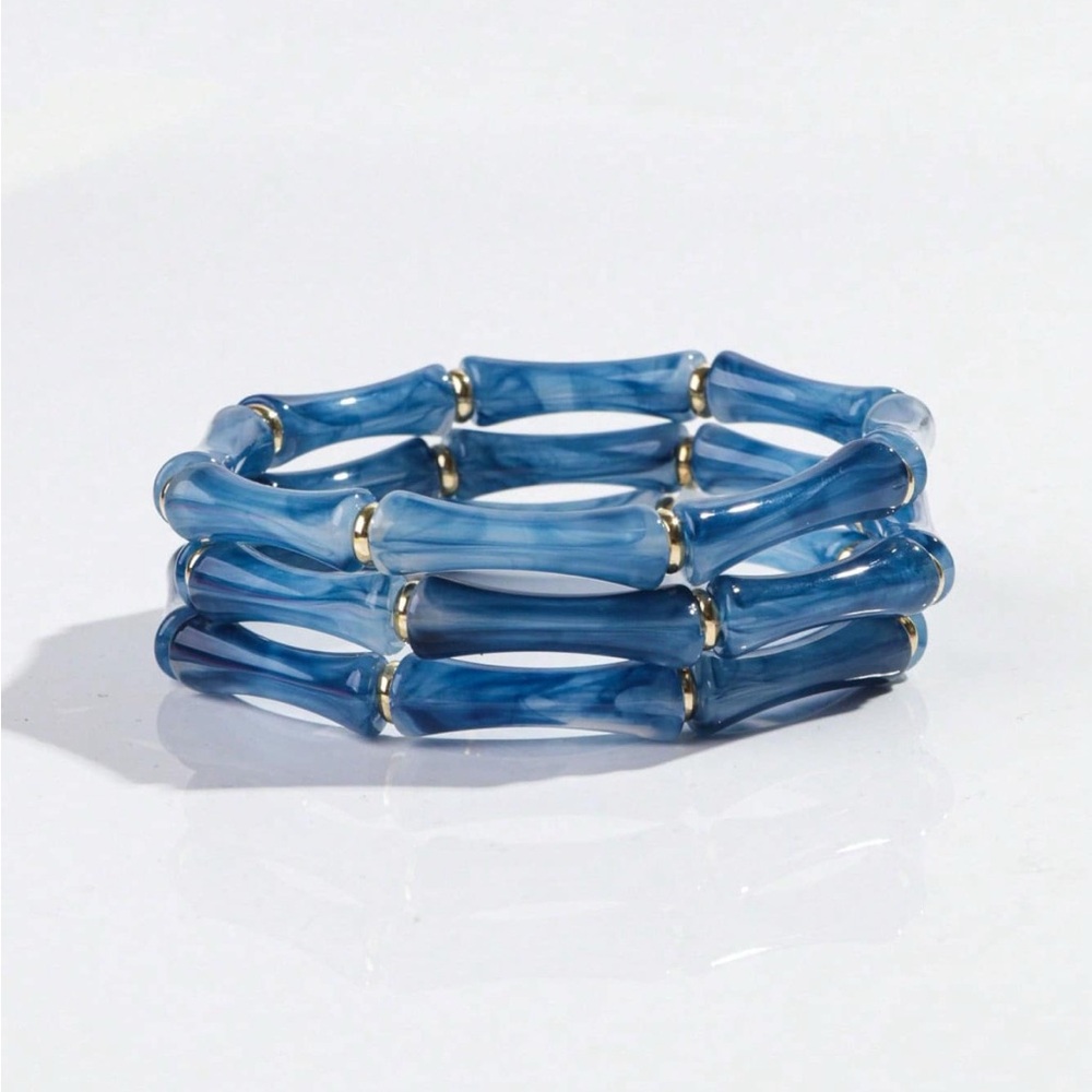 Elegant Blue gold Bamboo-Style Bracelet